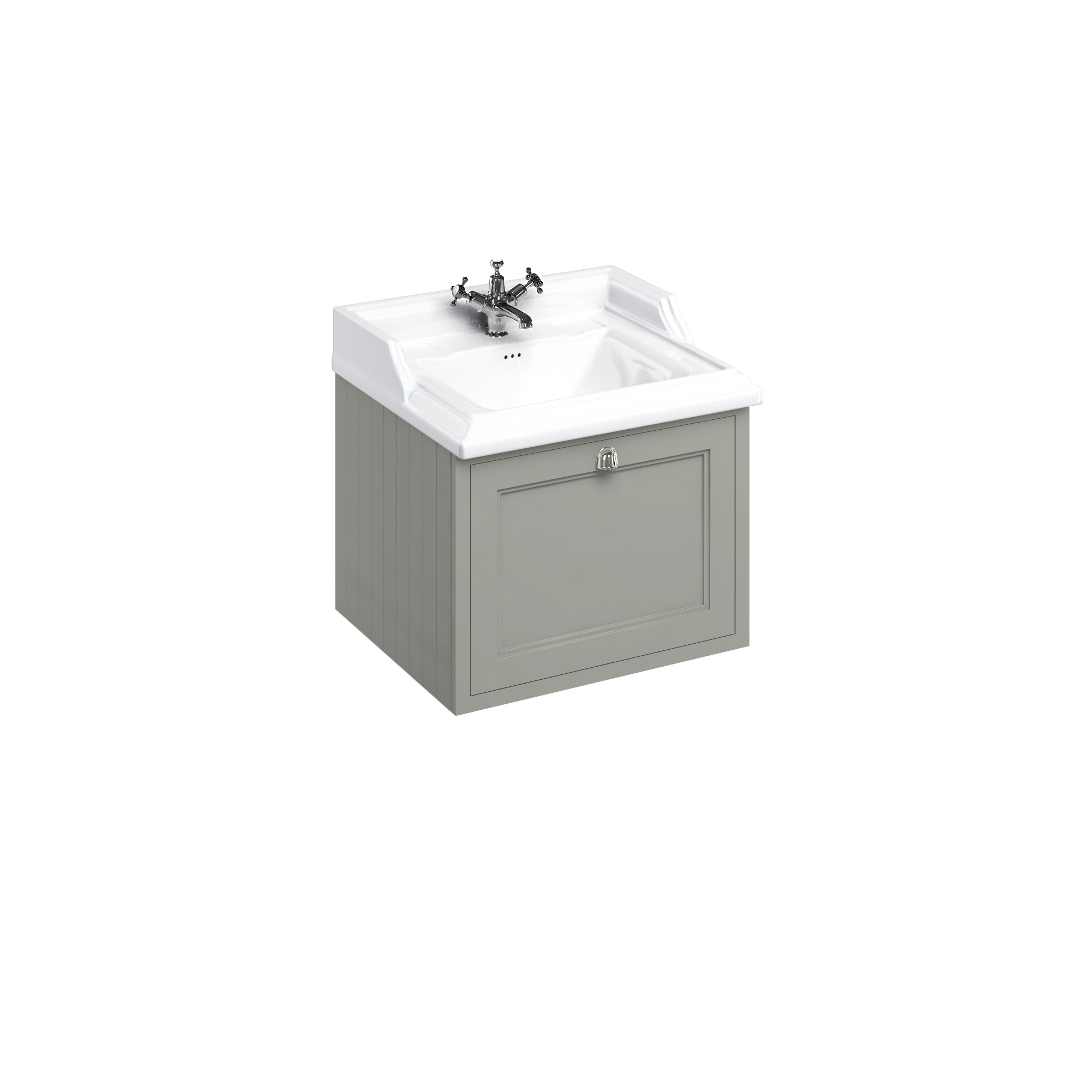 Wall Hung 65 Vanity Unit single drawer - Dark Olive and Classic basin 1 tap hole